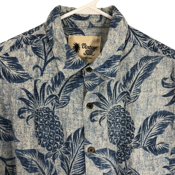 Vintage Silk Shirt Hawaiian Lightweight Fabric Linen Blend Casual Fit Size XL - Picture 3 of 13